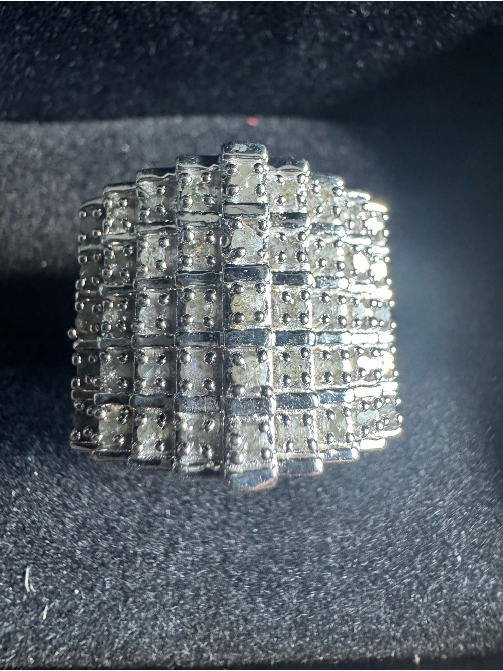 Stamped 925 multi row diamond ring by Renaissance Global. India
